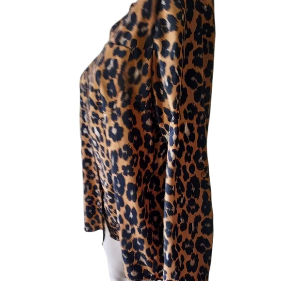 Talbots Cheetah Print Button Down Long Sleeve Womens Top Size Large - Picture 11 of 15